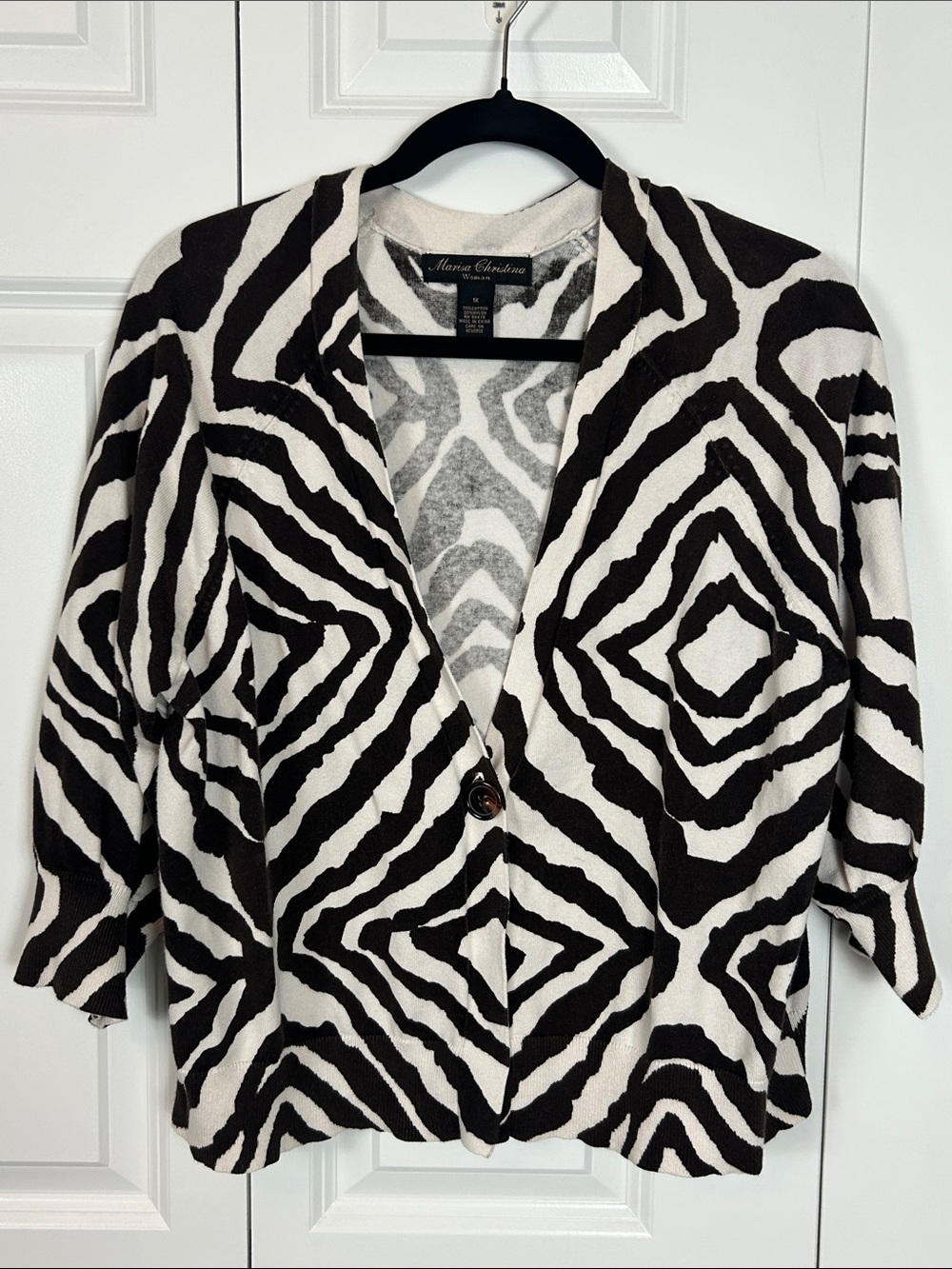 Marisa Christina Brown & White Zebra-Print Open-Front Cardigan